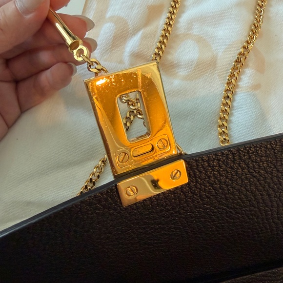 Chloe Black lamb skin leather Crossbody Bag with Gold Accents. - Picture 12 of 16